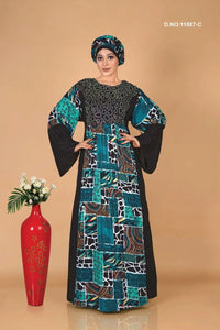 Rayon Embroidered Kaftan with Printed Panel Design - غاجي والا إكسبورت Gajiwala Export