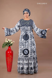 Rayon Kaftan Dress with Artistic Tie Dye Motifs - غاجي والا إكسبورت Gajiwala Export