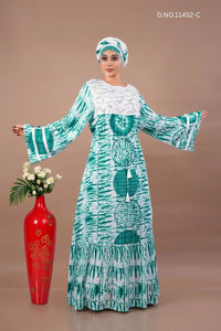 Rayon Kaftan Dress with Artistic Tie Dye Motifs - غاجي والا إكسبورت Gajiwala Export