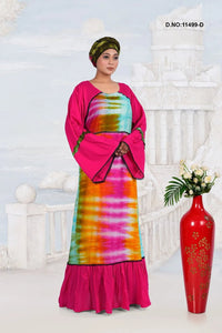 Rayon Kaftan Dress with Contemporary Tie Dye Art - غاجي والا إكسبورت Gajiwala Export