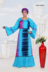 Rayon Kaftan Dress with Contemporary Tie Dye Art - غاجي والا إكسبورت Gajiwala Export