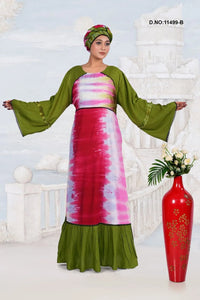 Rayon Kaftan Dress with Contemporary Tie Dye Art - غاجي والا إكسبورت Gajiwala Export