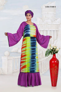 Rayon Kaftan Dress with Contemporary Tie Dye Art - غاجي والا إكسبورت Gajiwala Export