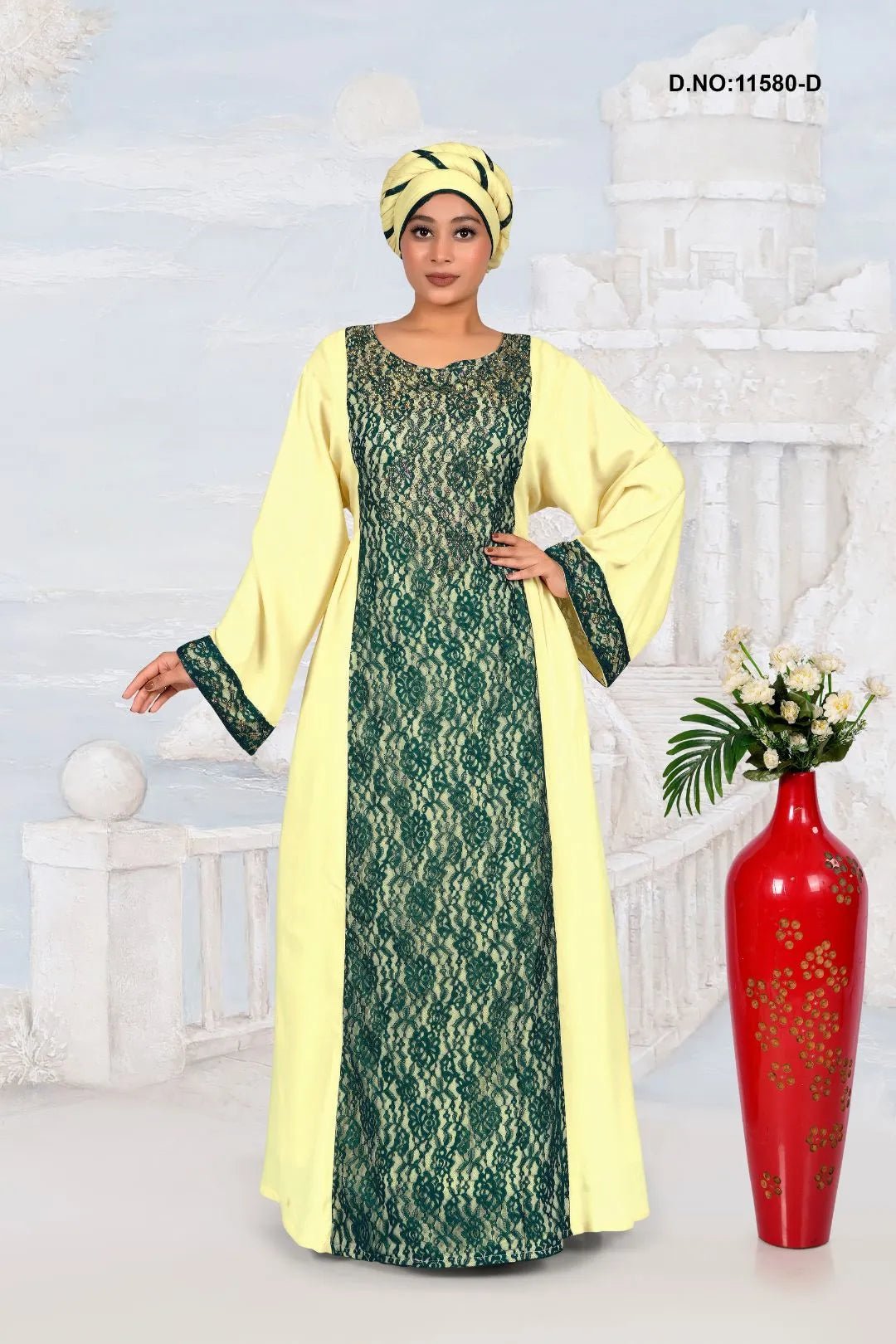 Rayon Kaftan Dress with Elegant Embroidered Panel - غاجي والا إكسبورت Gajiwala Export