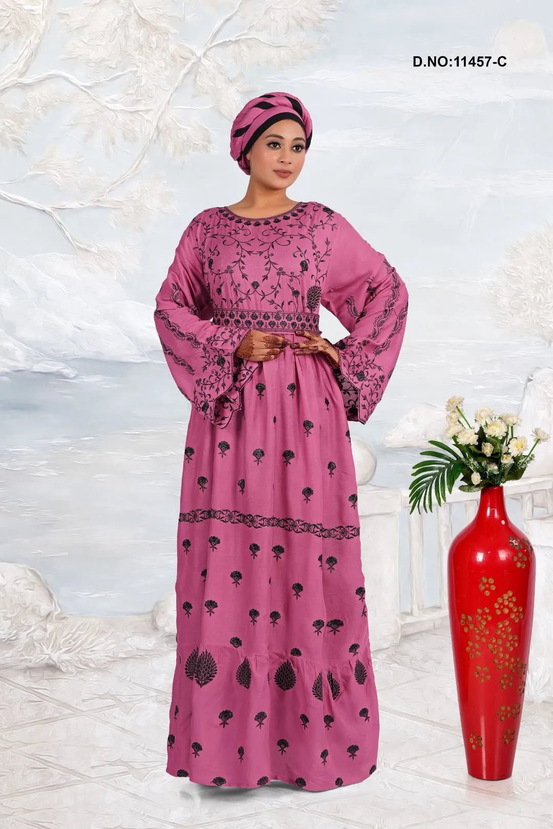 Rayon Kaftan Dress with Elegant Ethnic Print Work - غاجي والا إكسبورت Gajiwala Export
