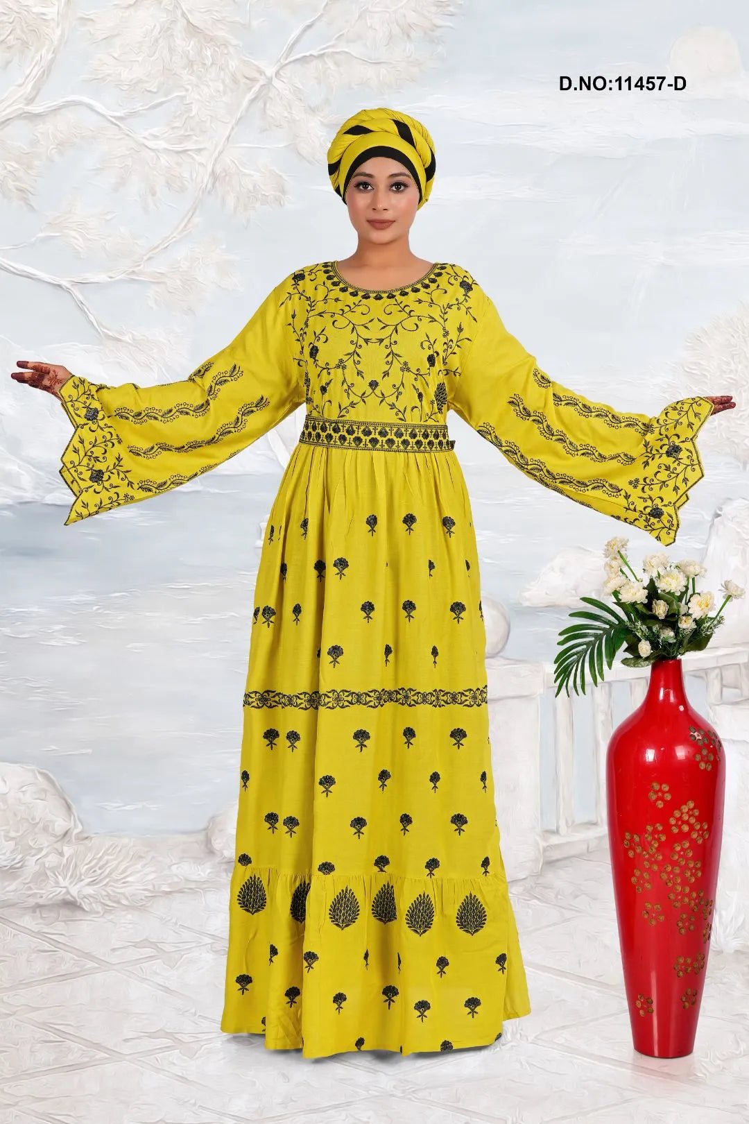Rayon Kaftan Dress with Elegant Ethnic Print Work - غاجي والا إكسبورت Gajiwala Export
