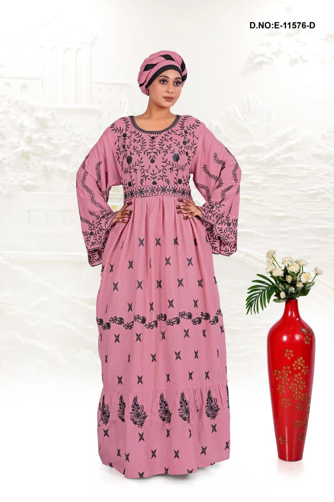 Rayon Kaftan Dress with Intricate Ethnic Print Work - غاجي والا إكسبورت Gajiwala Export