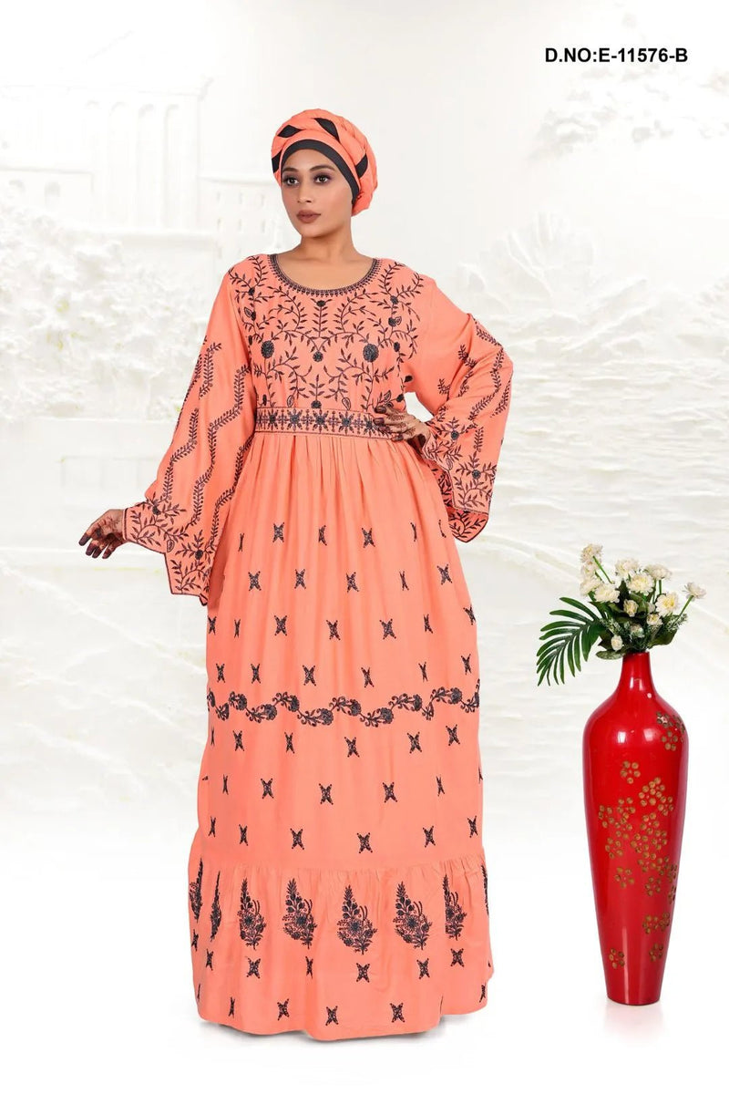 Rayon Kaftan Dress with Intricate Ethnic Print Work - غاجي والا إكسبورت Gajiwala Export