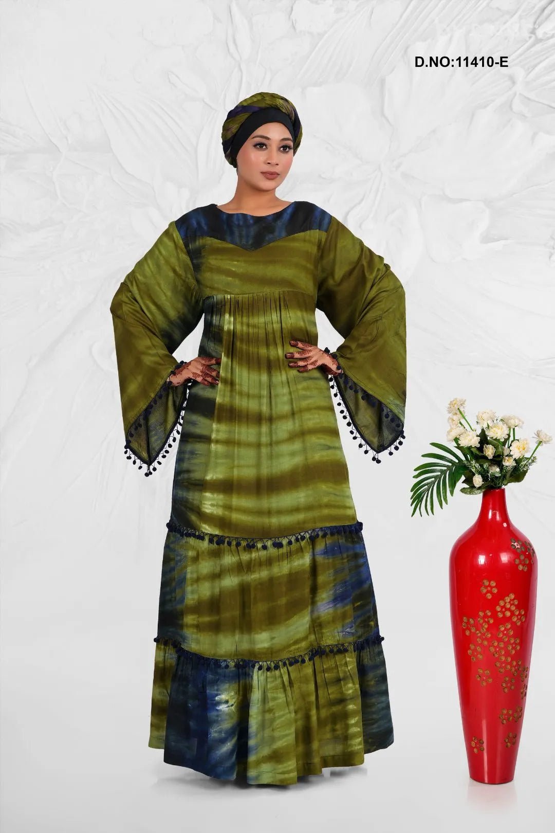 Rayon Kaftan Style Dress with Tie Dye Effect - غاجي والا إكسبورت Gajiwala Export