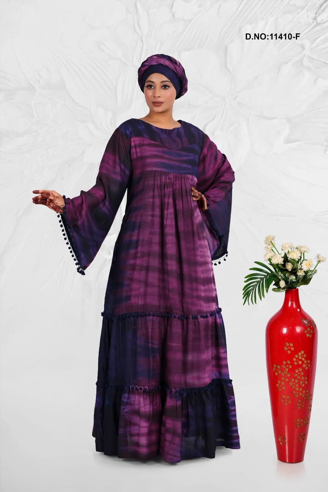 Rayon Kaftan Style Dress with Tie Dye Effect - غاجي والا إكسبورت Gajiwala Export