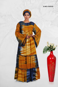 Rayon Kaftan Style Dress with Tie Dye Effect - غاجي والا إكسبورت Gajiwala Export