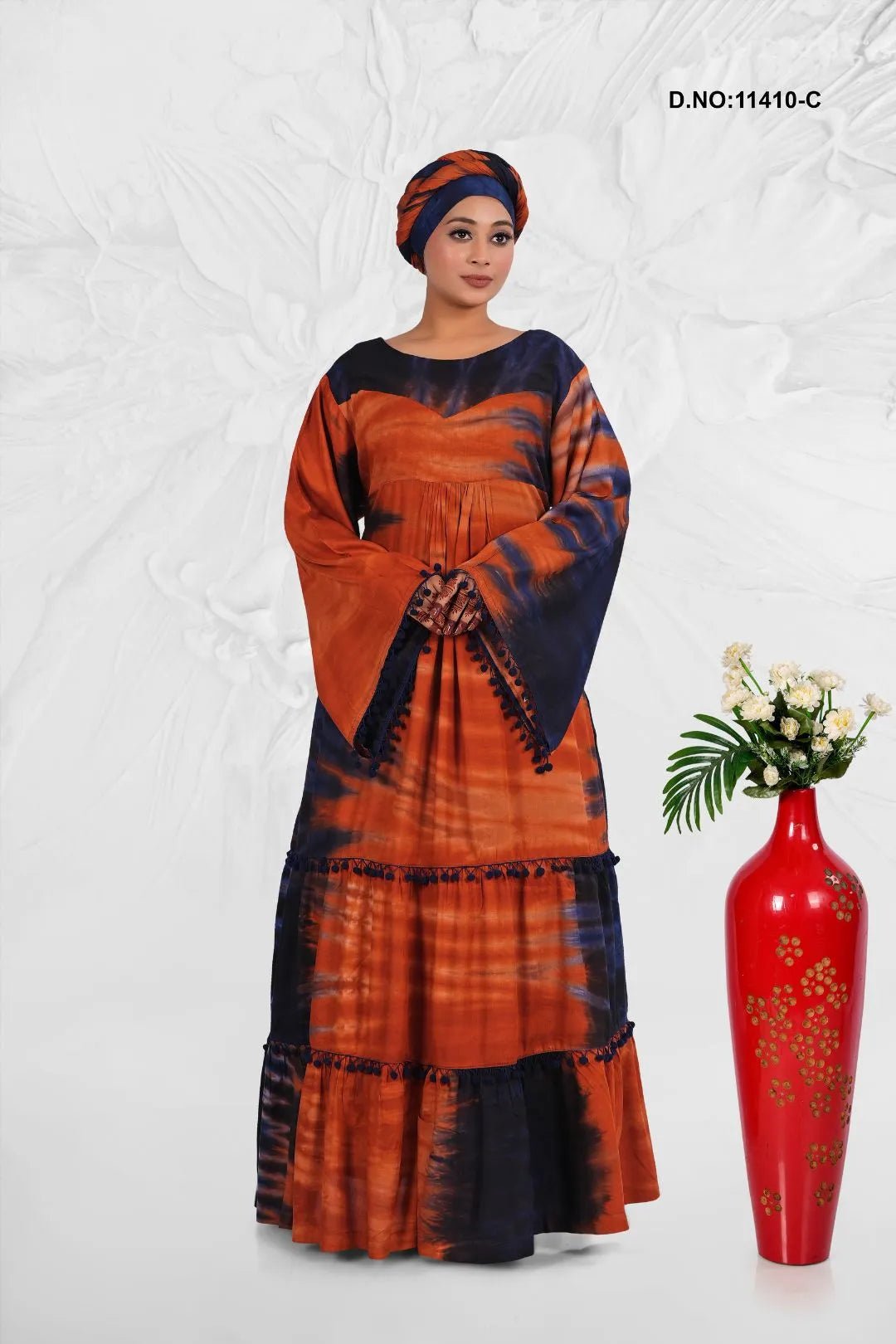 Rayon Kaftan Style Dress with Tie Dye Effect - غاجي والا إكسبورت Gajiwala Export