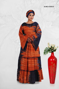 Rayon Kaftan Style Dress with Tie Dye Effect - غاجي والا إكسبورت Gajiwala Export