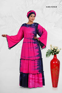 Rayon Kaftan Style Dress with Tie Dye Effect - غاجي والا إكسبورت Gajiwala Export