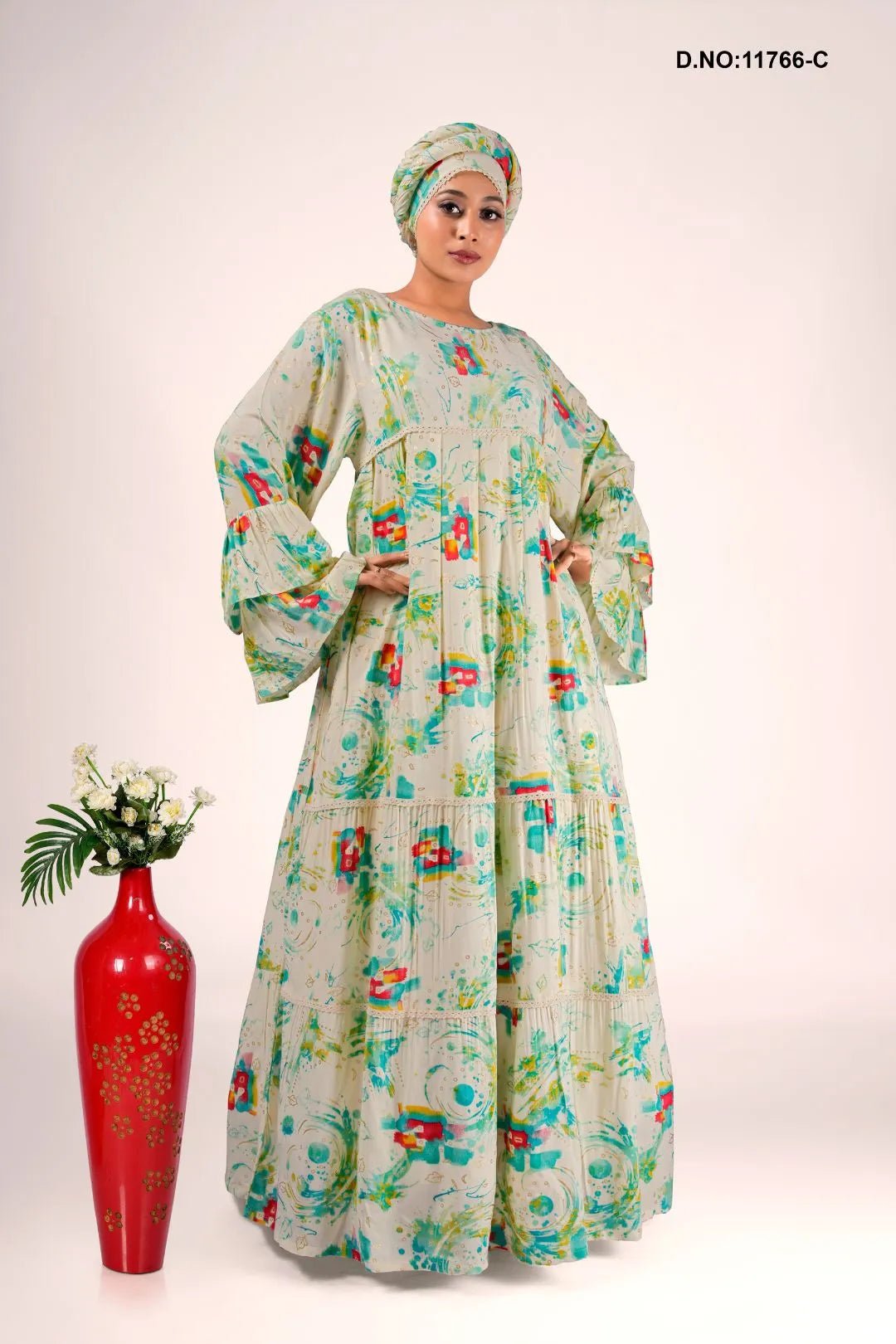 Rayon Kaftan with Artistic Abstract Digital Print - غاجي والا إكسبورت Gajiwala Export