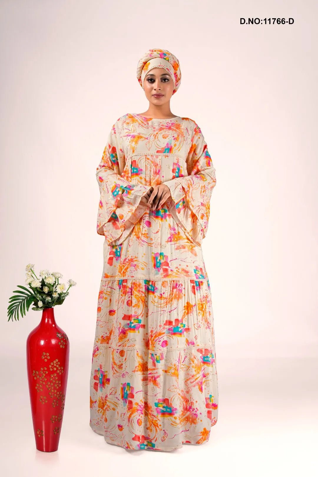 Rayon Kaftan with Artistic Abstract Digital Print - غاجي والا إكسبورت Gajiwala Export