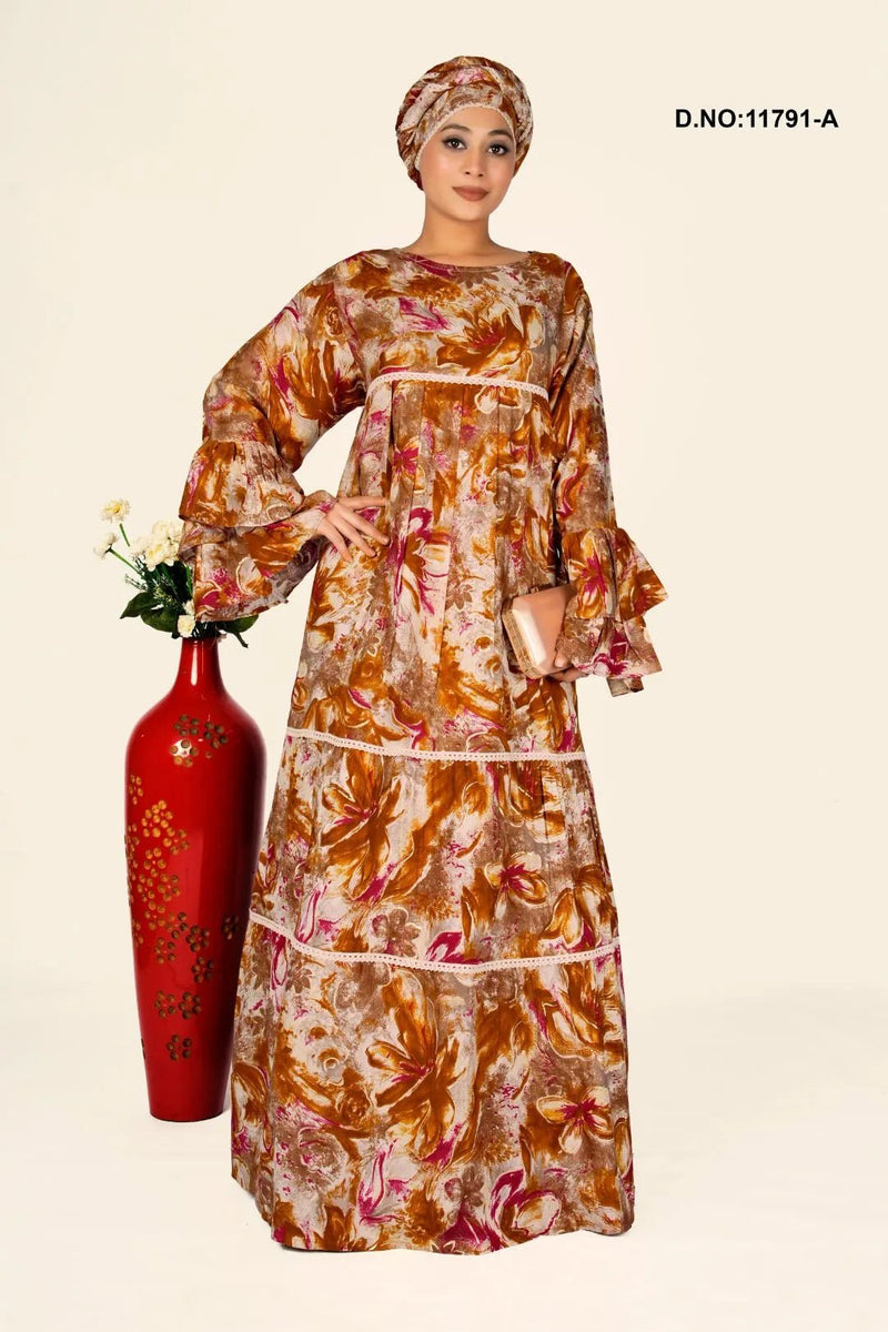 Rayon Kaftan with Artistic Digital Floral Print - غاجي والا إكسبورت Gajiwala Export