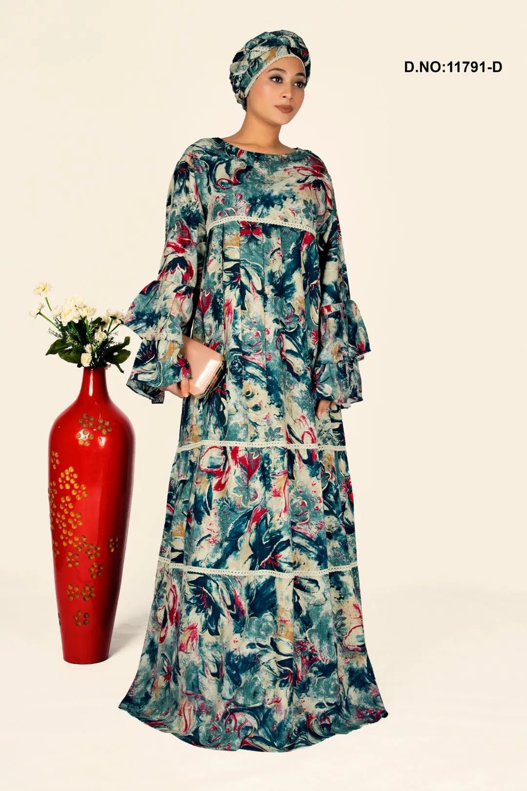 Rayon Kaftan with Artistic Digital Floral Print - غاجي والا إكسبورت Gajiwala Export
