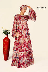 Rayon Kaftan with Artistic Digital Floral Print - غاجي والا إكسبورت Gajiwala Export