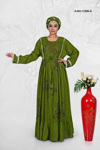 Rayon Kaftan with Artistic Floral Pattern Design - غاجي والا إكسبورت Gajiwala Export
