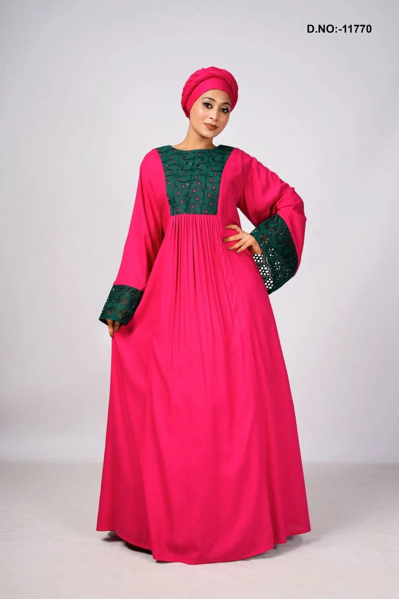 Rayon Kaftan with Chikankari Embroidery Work - غاجي والا إكسبورت Gajiwala Export