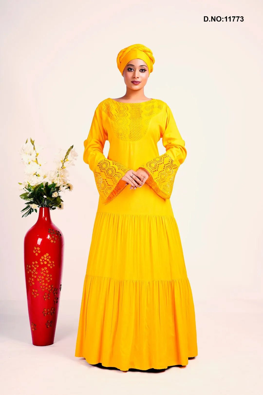 Rayon Kaftan with Chikankari Yoke and Flared Sleeves - غاجي والا إكسبورت Gajiwala Export