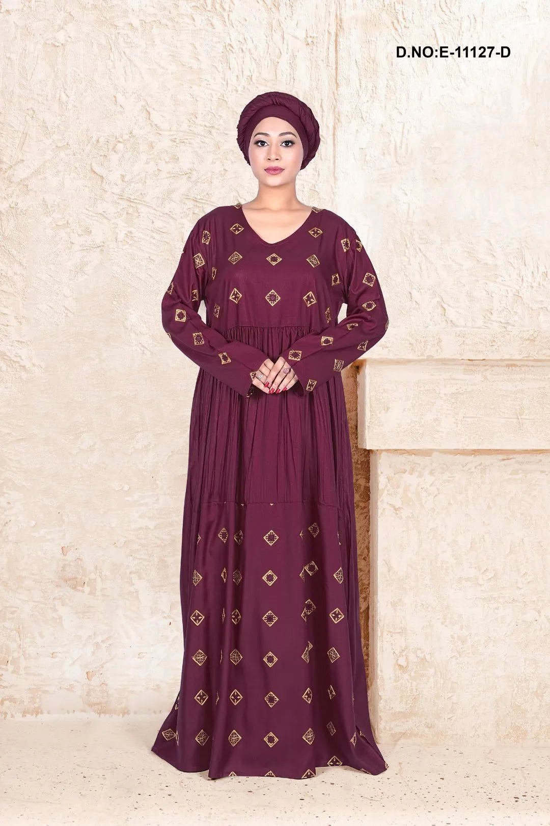 Rayon Kaftan with Embroidered Motif Work - غاجي والا إكسبورت Gajiwala Export
