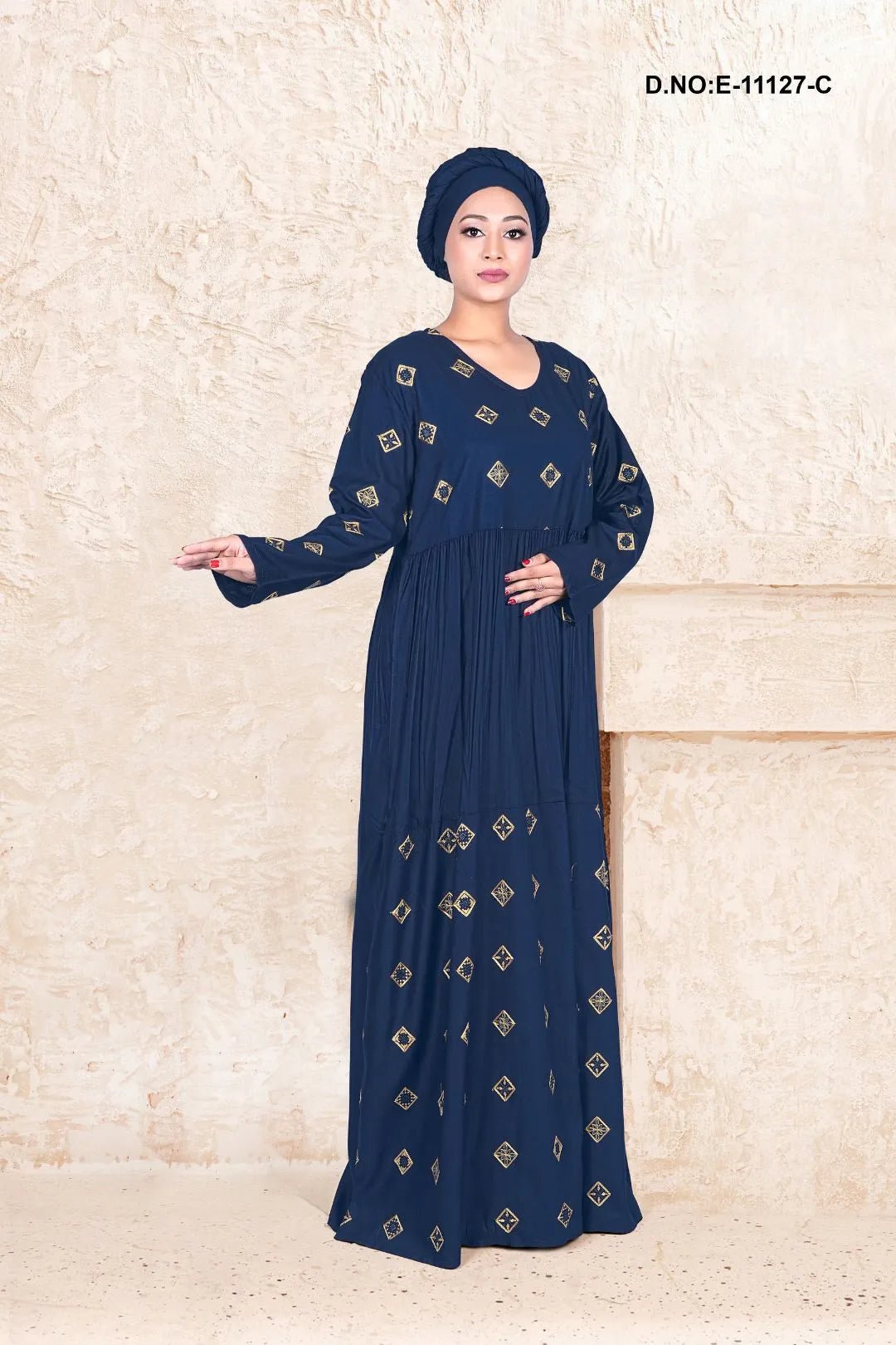 Rayon Kaftan with Embroidered Motif Work - غاجي والا إكسبورت Gajiwala Export