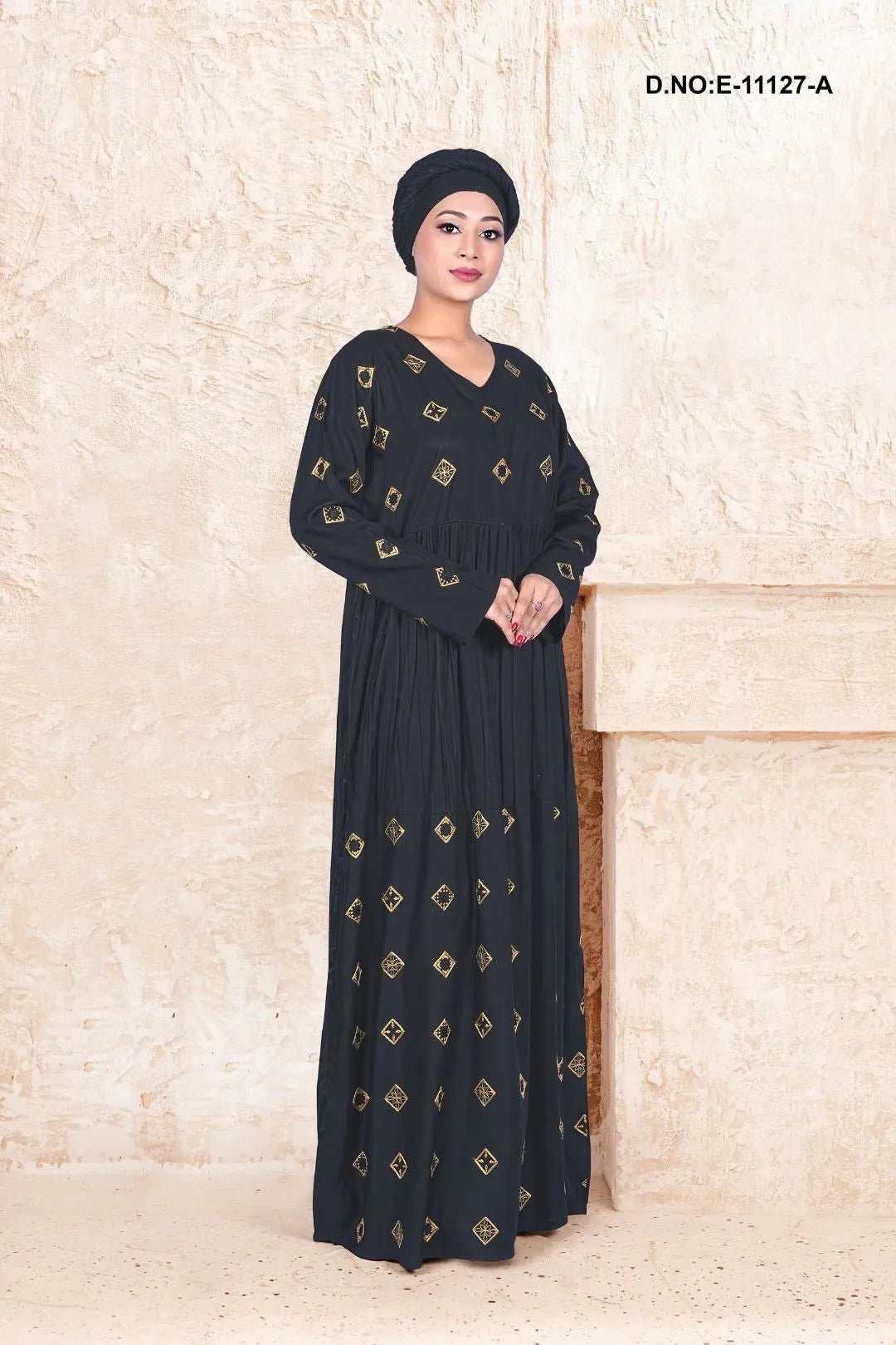 Rayon Kaftan with Embroidered Motif Work - غاجي والا إكسبورت Gajiwala Export