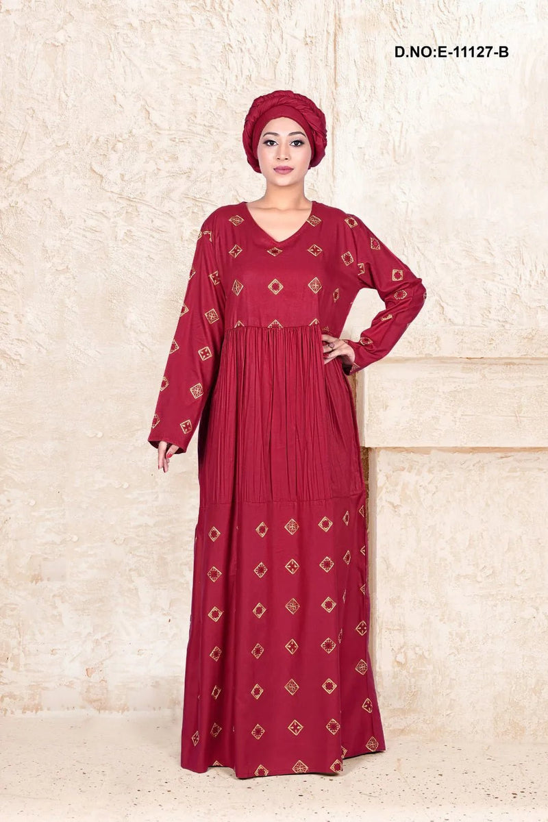 Rayon Kaftan with Embroidered Motif Work - غاجي والا إكسبورت Gajiwala Export