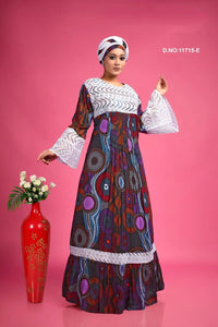 Rayon Kaftan with Schiffli Work & Ethnic Print - غاجي والا إكسبورت Gajiwala Export