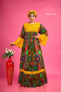 Rayon Kaftan with Schiffli Work & Ethnic Print - غاجي والا إكسبورت Gajiwala Export