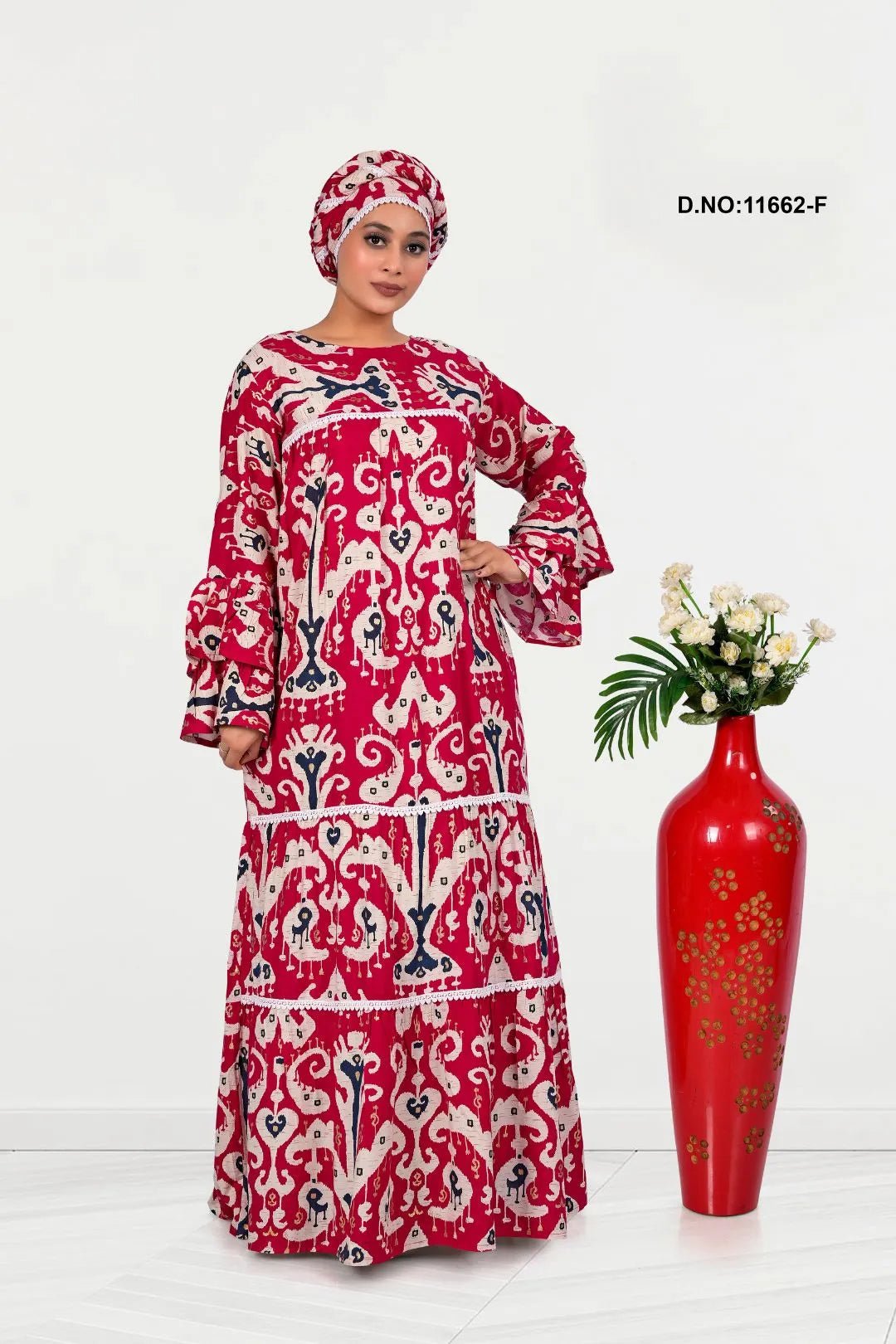 Rayon Kaftan with Traditional Inspired Print Design - غاجي والا إكسبورت Gajiwala Export