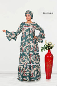 Rayon Kaftan with Traditional Inspired Print Design - غاجي والا إكسبورت Gajiwala Export