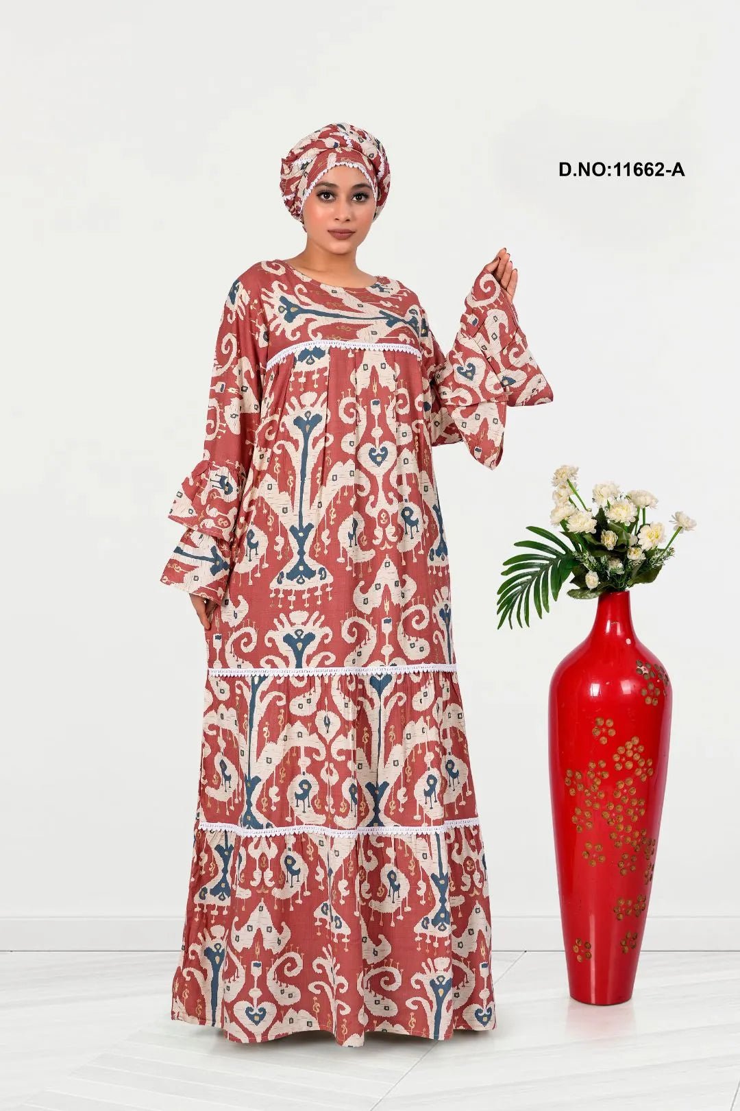 Rayon Kaftan with Traditional Inspired Print Design - غاجي والا إكسبورت Gajiwala Export