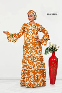 Rayon Kaftan with Traditional Inspired Print Design - غاجي والا إكسبورت Gajiwala Export