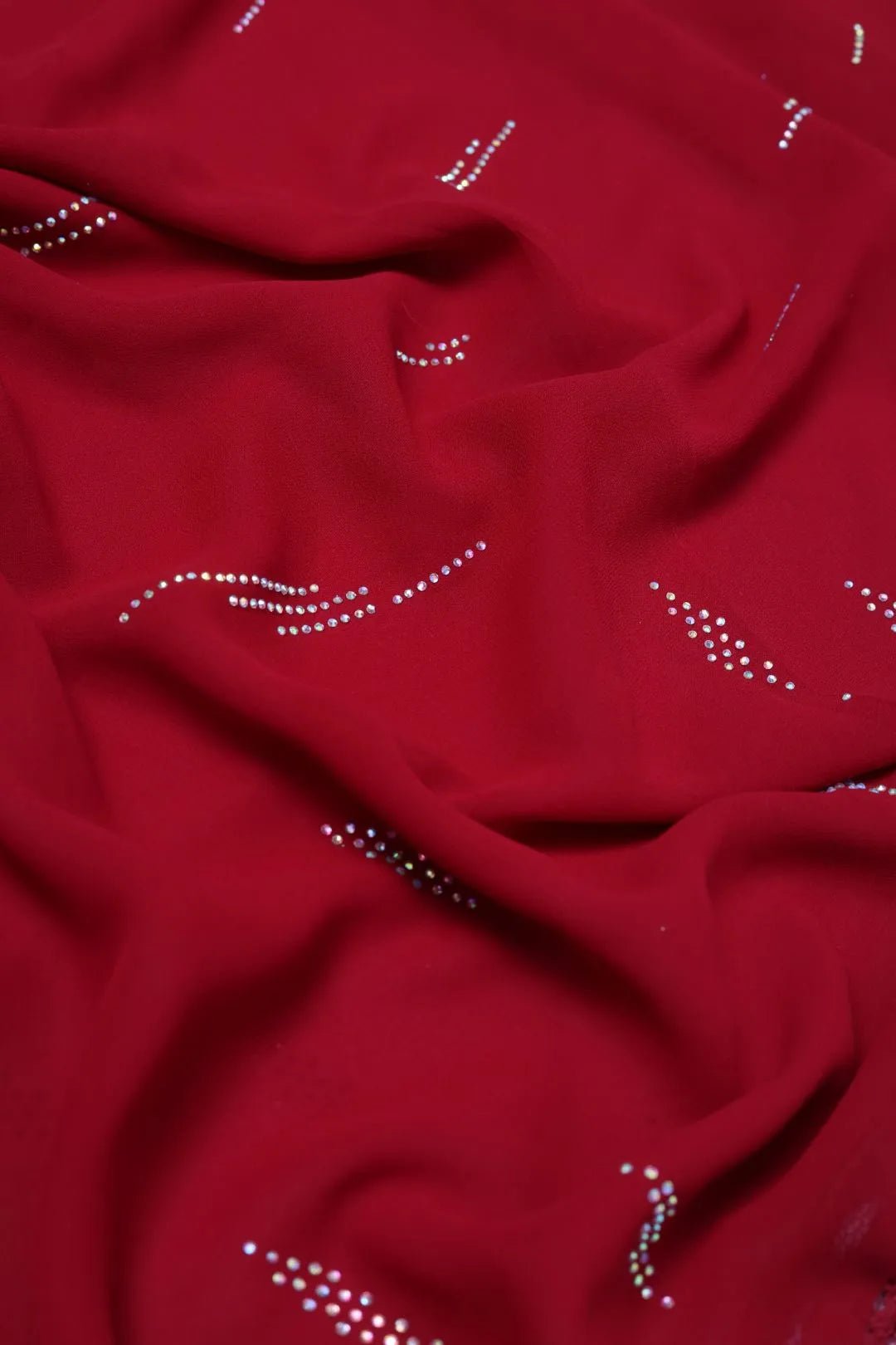 Red Crimson Sparkle Lace Bordered Designer Stole - غاجي والا إكسبورت Gajiwala Export