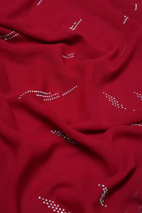 Red Crimson Sparkle Lace Bordered Designer Stole - غاجي والا إكسبورت Gajiwala Export