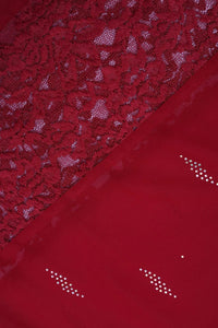 Red Crimson Sparkle Lace Bordered Designer Stole - غاجي والا إكسبورت Gajiwala Export