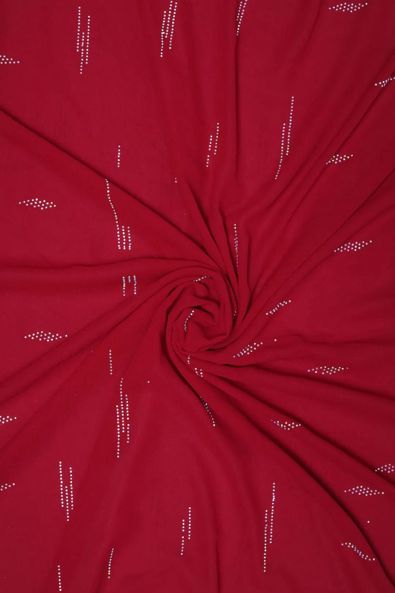 Red Crimson Sparkle Lace Bordered Designer Stole- غاجي والا إكسبورت Gajiwala Export