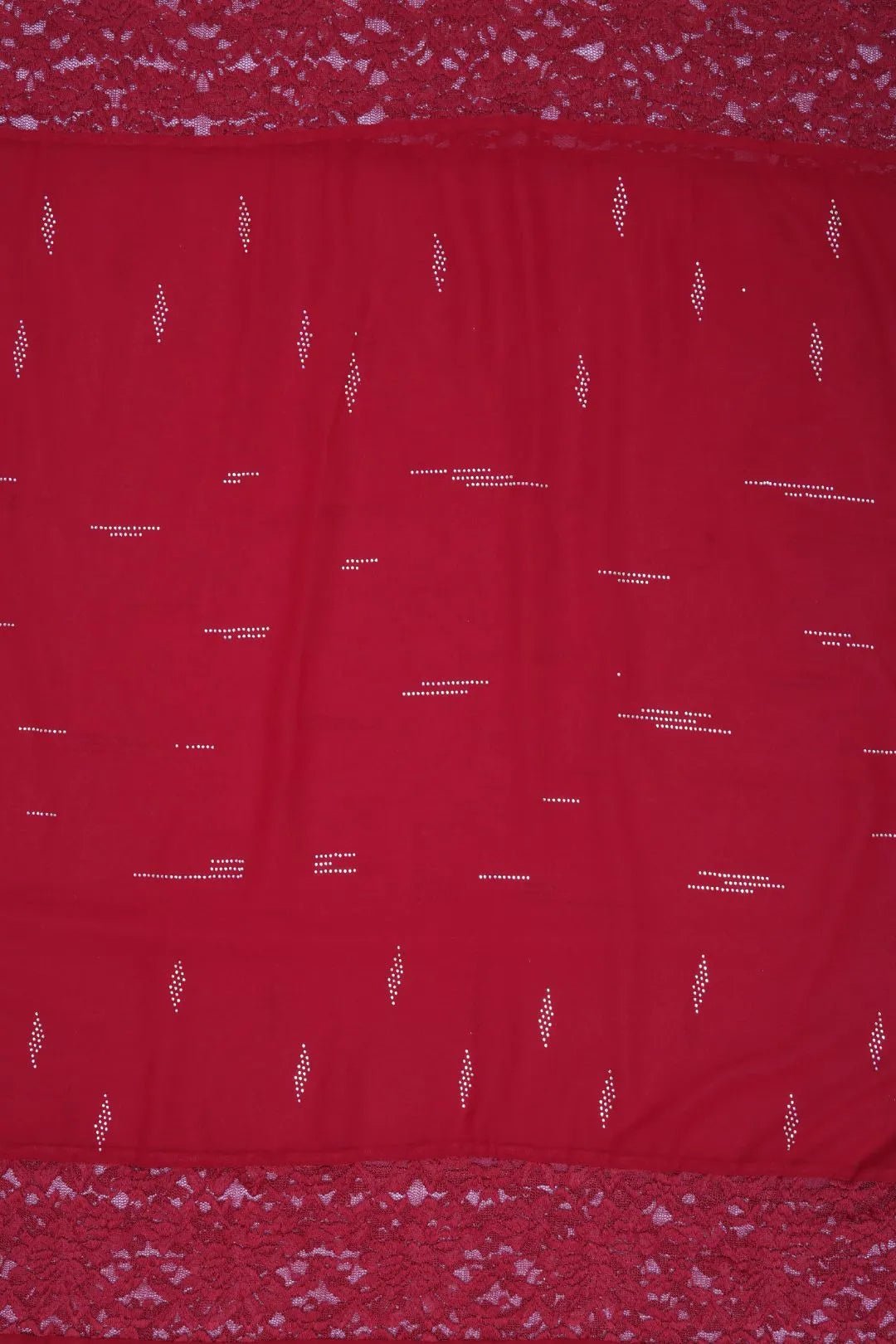 Red Crimson Sparkle Lace Bordered Designer Stole- غاجي والا إكسبورت Gajiwala Export