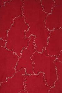 Red Fabric with Abstract White Linear Pattern - غاجي والا إكسبورت Gajiwala Export