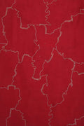 Red Fabric with Abstract White Linear Pattern - غاجي والا إكسبورت Gajiwala Export