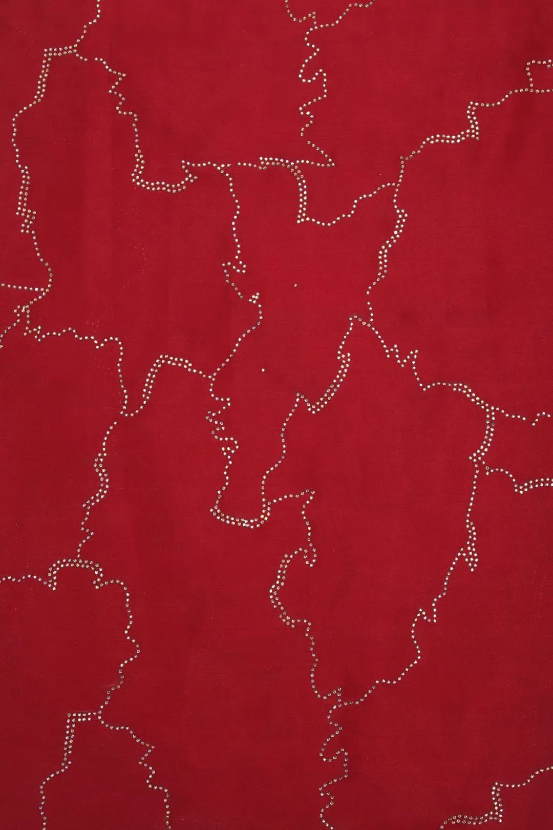 Red Fabric with Abstract White Linear Pattern - غاجي والا إكسبورت Gajiwala Export