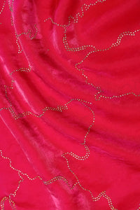 Red Fabric with Outline Map Sequin Fabric - غاجي والا إكسبورت Gajiwala Export