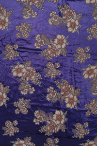 Regal Blue Crushed Velvet with Vintage Floral Print - غاجي والا إكسبورت Gajiwala Export