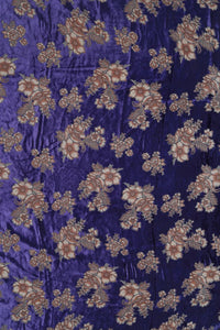 Regal Blue Crushed Velvet with Vintage Floral Print - غاجي والا إكسبورت Gajiwala Export