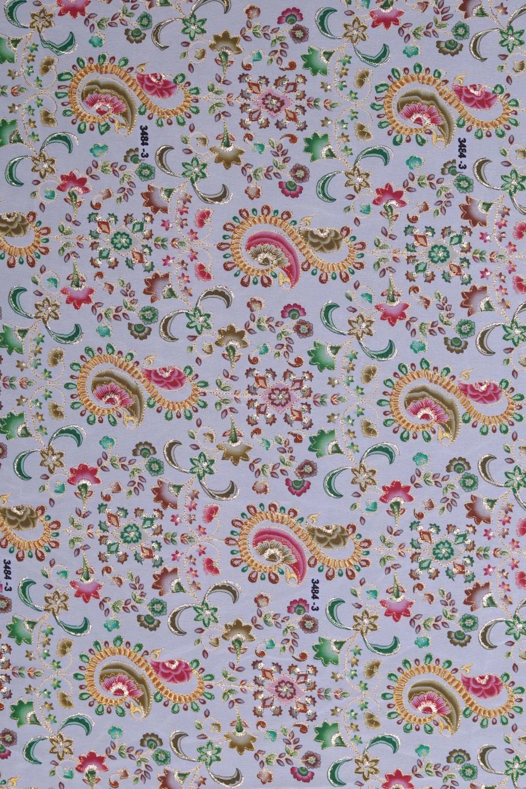 Kashmiri Sozni Print Fabric with Metallic Detailing - غاجي والا إكسبورت Gajiwala Export