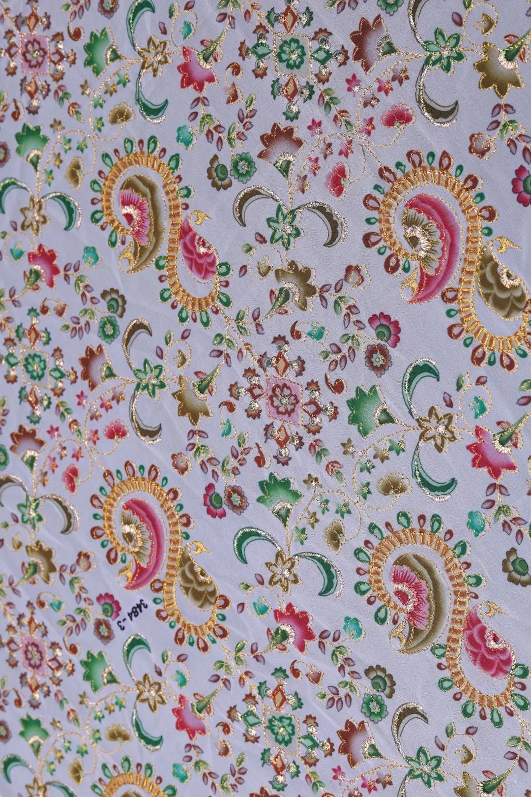 Kashmiri Sozni Print Fabric with Metallic Detailing- غاجي والا إكسبورت Gajiwala Export