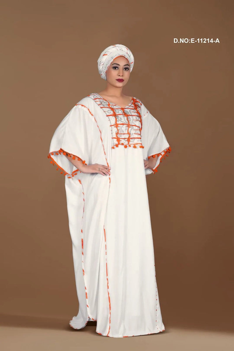Relaxed Kaftan with Tassel Trim For Women - غاجي والا إكسبورت Gajiwala Export